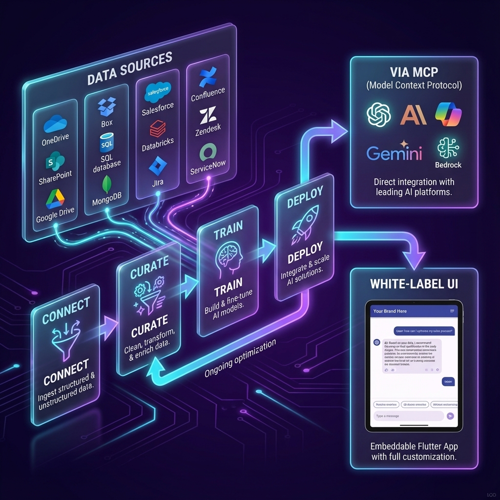 Zaon AI Enterprise Workflow - Connect, Curate, Train, Deploy